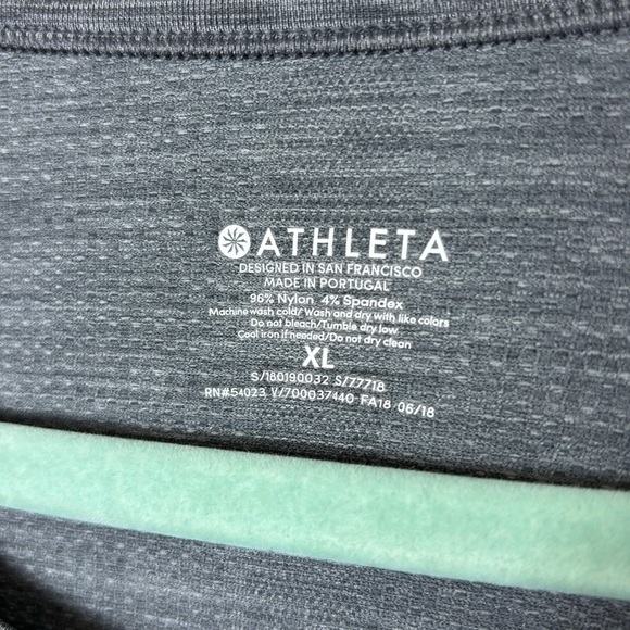 Athleta Speedlight Dark Grey Spacedye Short Sleeve Fitted Athletic Tee Size XL - Picture 3 of 8